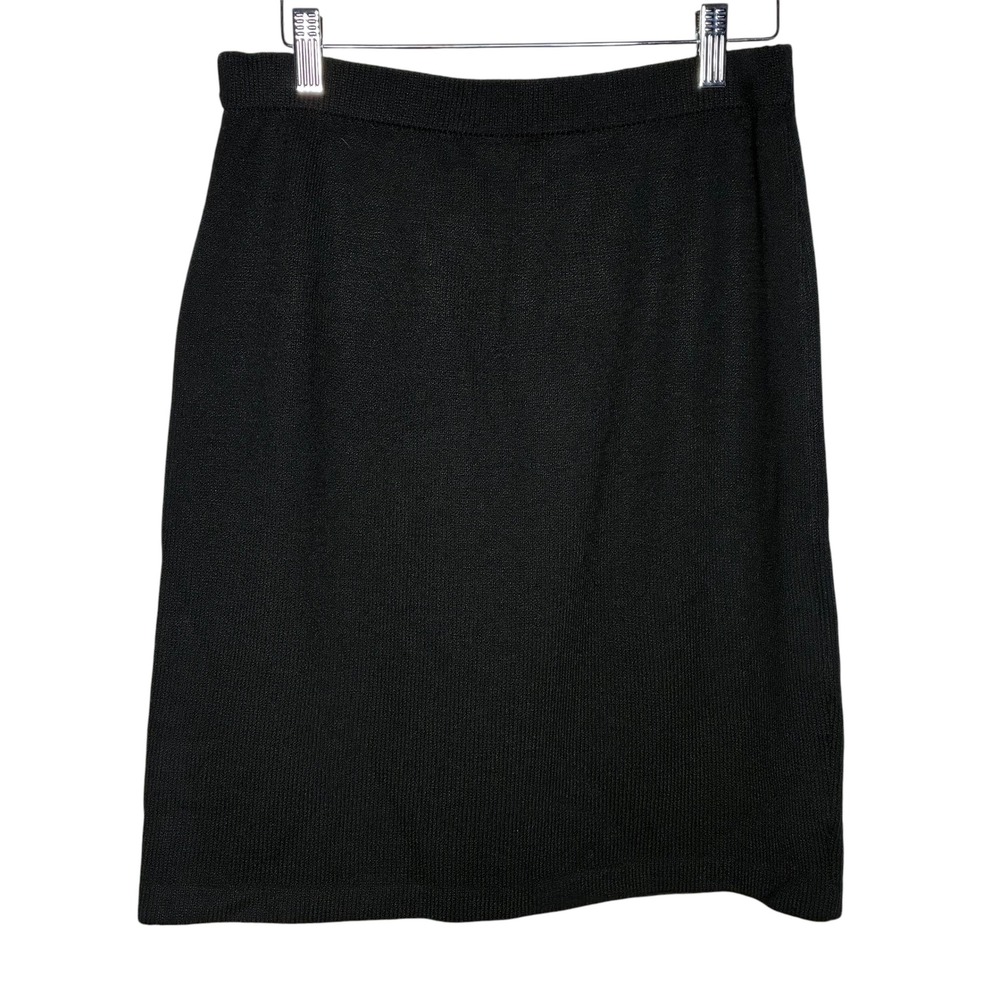 St John Basics Womens 8 Black Santana Knit Pencil Skirt Straight Minimalist